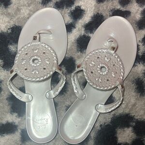 Jack Rogers Jelly Navajo Sandals Silver | Women’s 9 | Great Condition